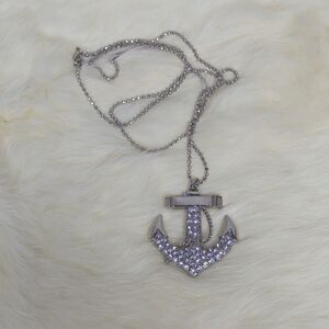 Silver Rhinestone Anchor Necklace Women’s Statement Piece